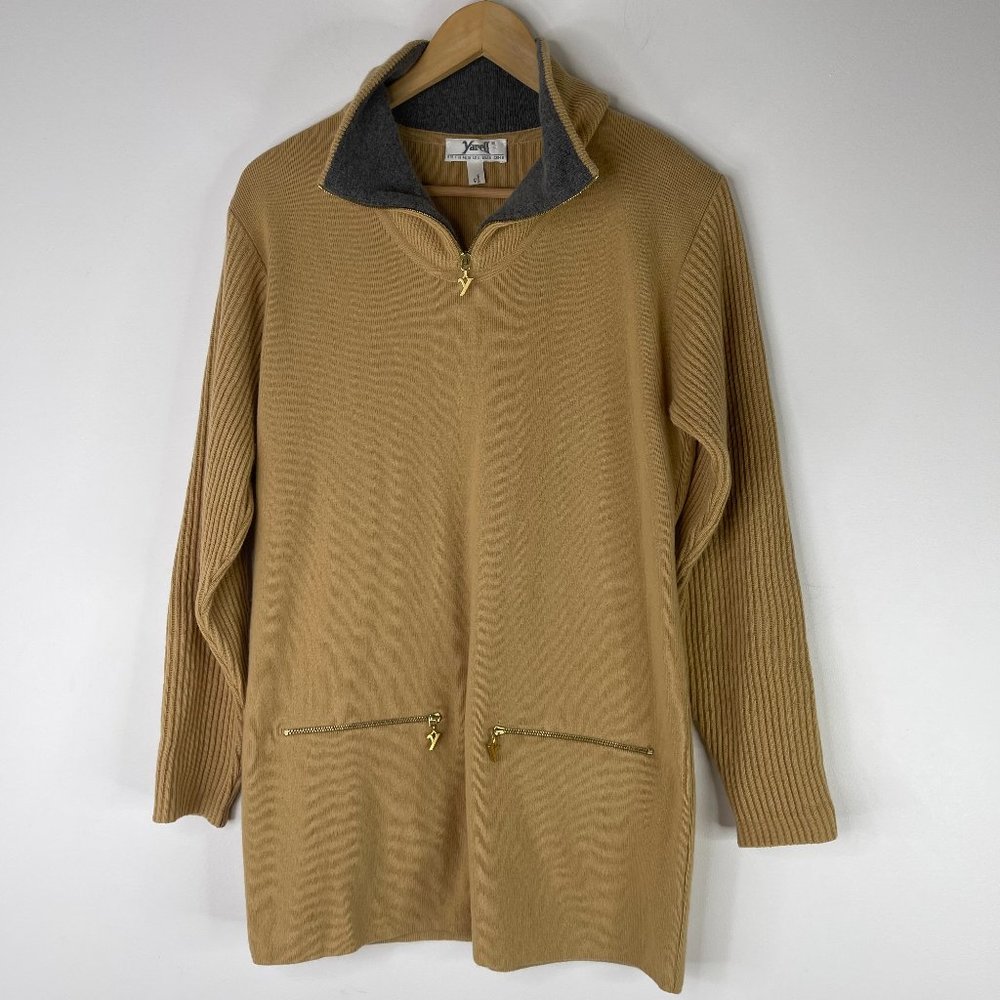 YARELL Women Brown Long Sleeve Wool Tunic Top Size 6